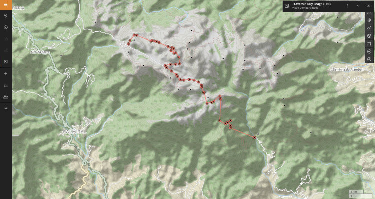 Mapa de rastreamento da SPOT mostrando o percurso da trilha